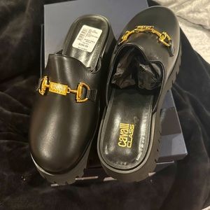 Brand NWT Roberto Cavalli Class Leather Backless Mules